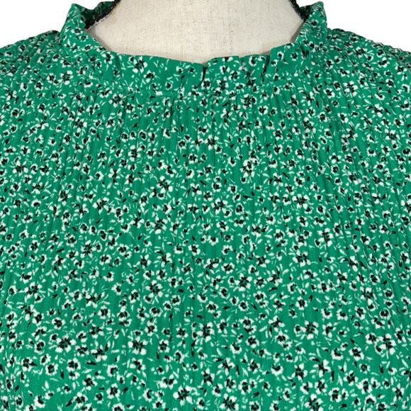 Adrianna Papell Medium Top Floral Ruffled Sleeveless Pleated Stretch Keyhole - Picture 2 of 8